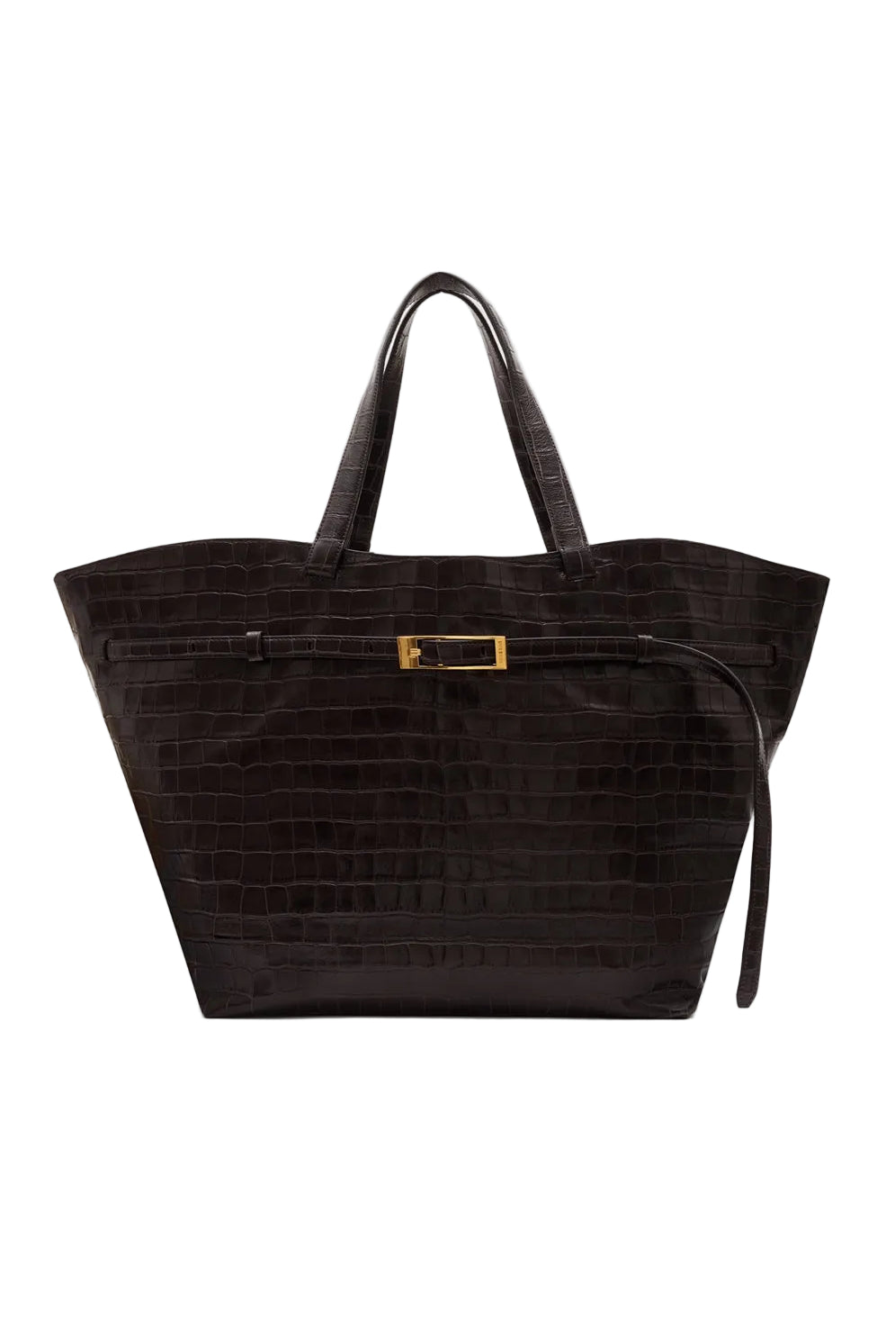 Anine Bing Elly Embossed Tote in Dark Brown