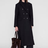 Anine Bing Elly Embossed Tote in Dark Brown - side view