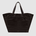 Anine Bing Elly Embossed Tote in Dark Brown - detail view