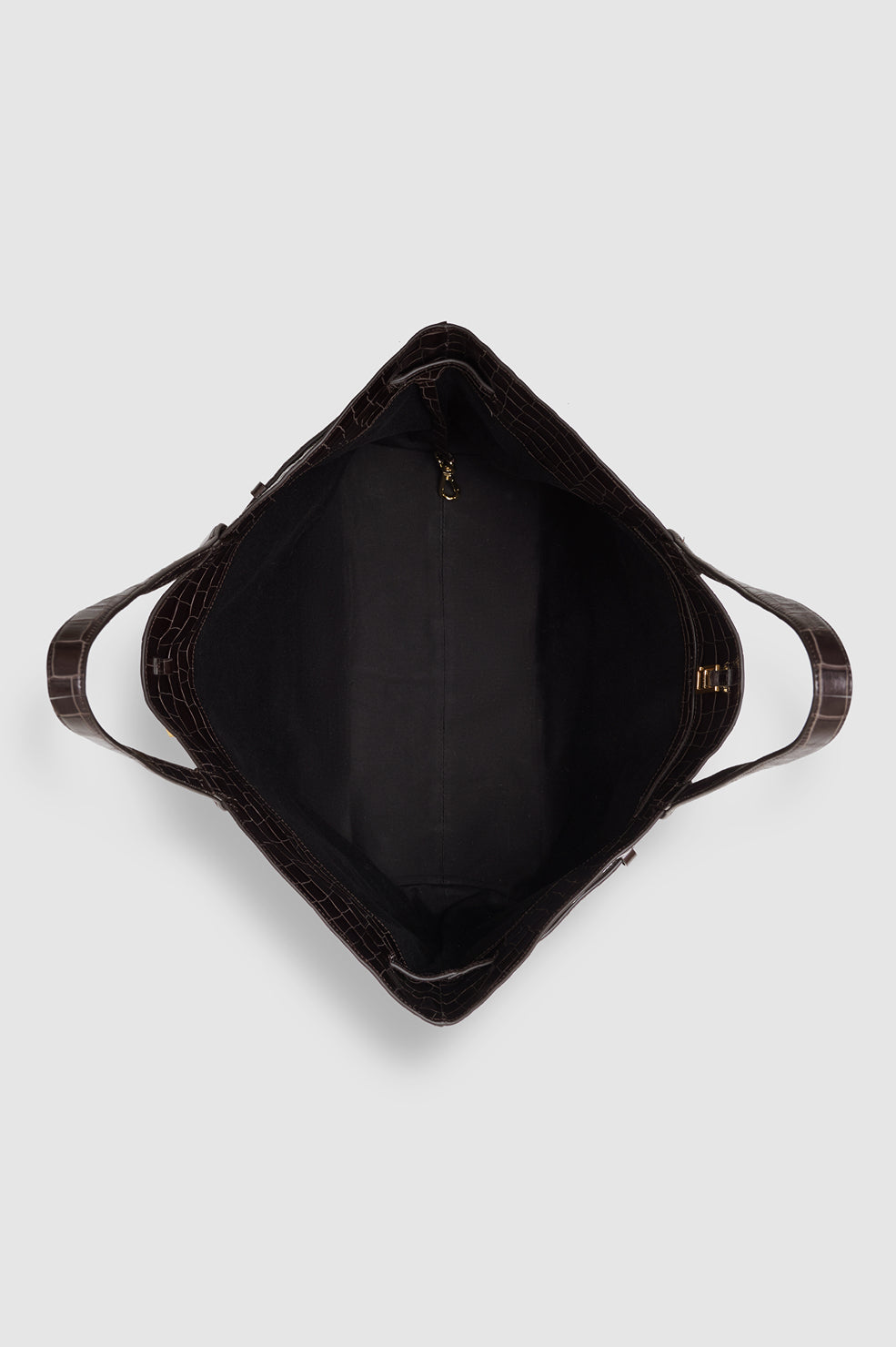 Anine Bing Elly Embossed Tote in Dark Brown - styled look