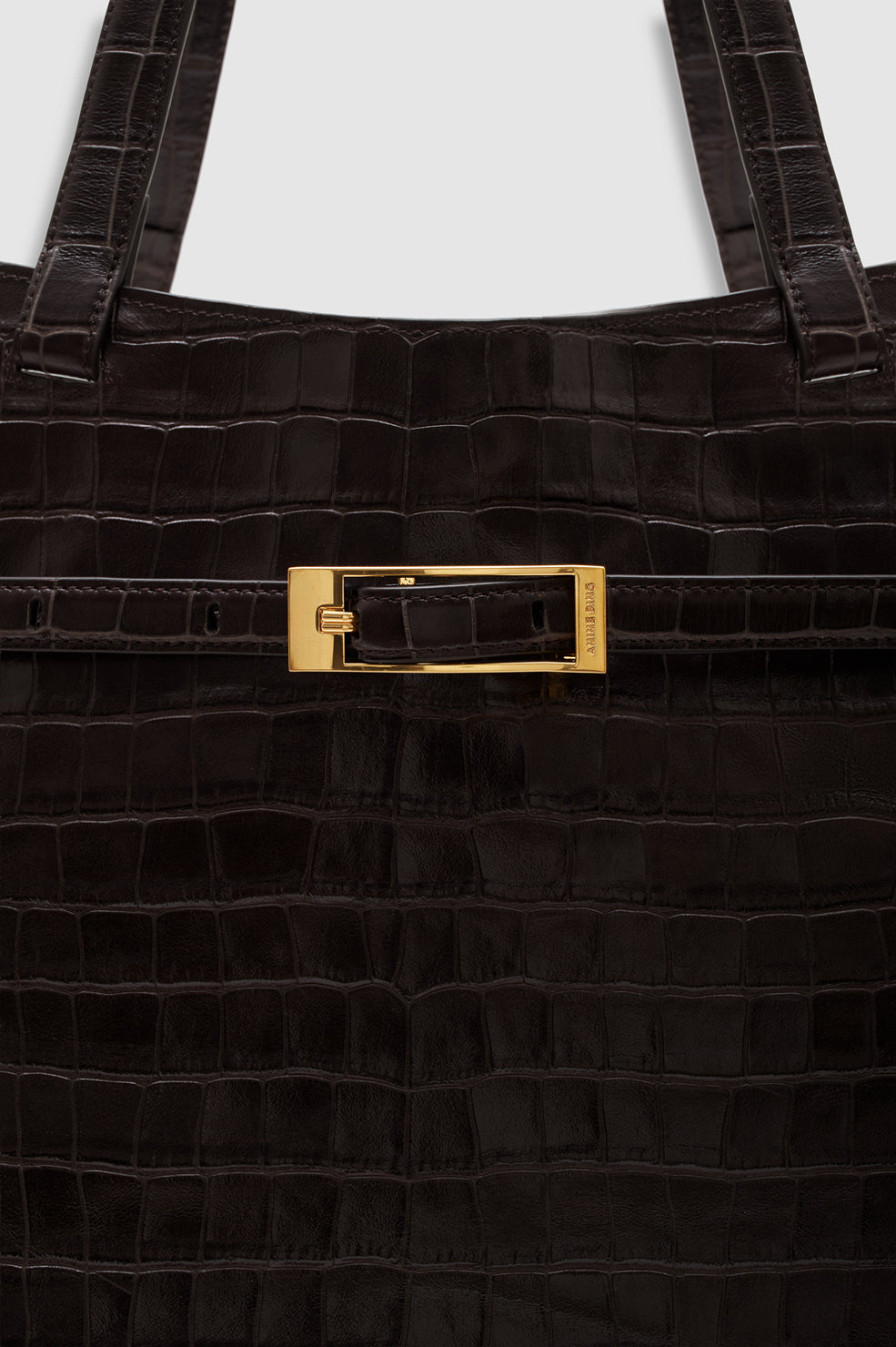 Anine Bing Elly Embossed Tote in Dark Brown - outfit inspiration