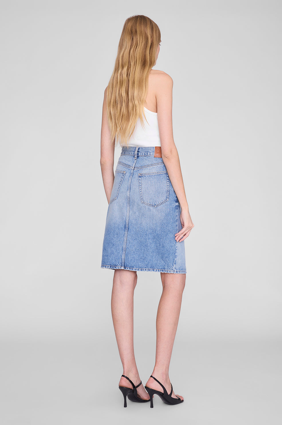 Anine Bing Jamey Skirt in Arbor Blue - detail view