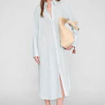 Anine Bing Noemi Dress in Green and White Mini Stripe - side view