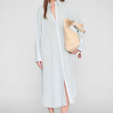 Anine Bing Noemi Dress in Green and White Mini Stripe - side view