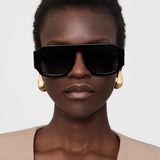 Anine Bing Preston Sunglasses in Black with Green.