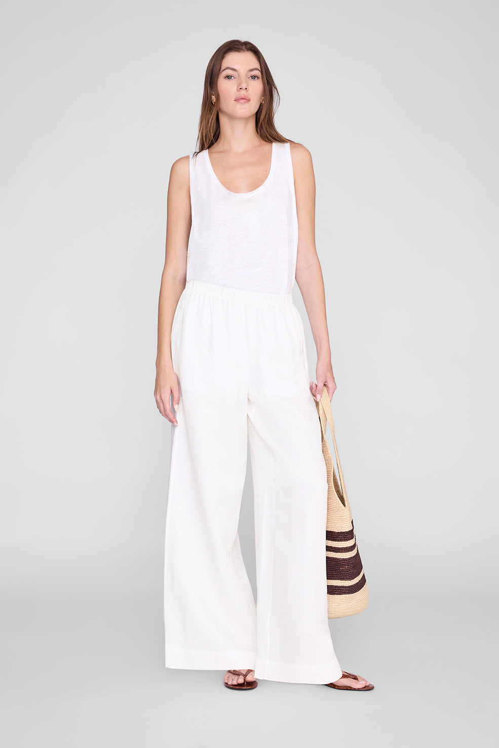 Anine Bing Roslyn Pant in Ivory - side view