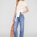 Anine Bing Shelley Tee Surfer in Washed Buttercream - side view