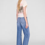 Anine Bing Shelley Tee Surfer in Washed Buttercream - detail view