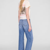 Anine Bing Shelley Tee Surfer in Washed Buttercream - detail view