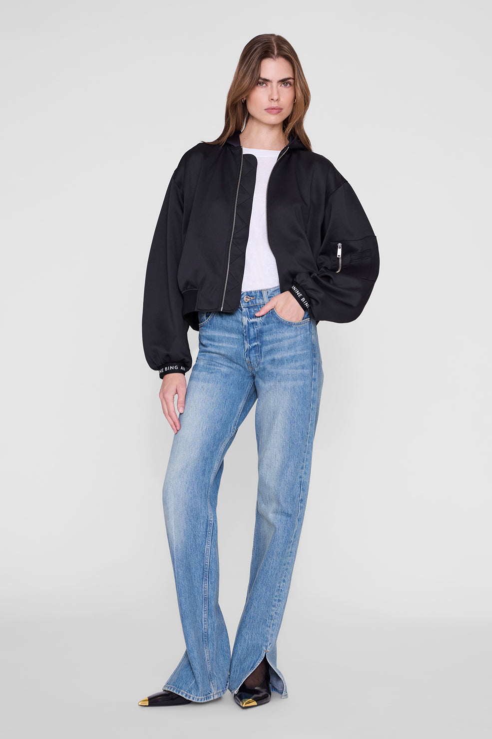 Anine Bing Sarita Bomber in Black - side view