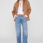 Anine Bing Scott Cropped Shirt in White - detail view