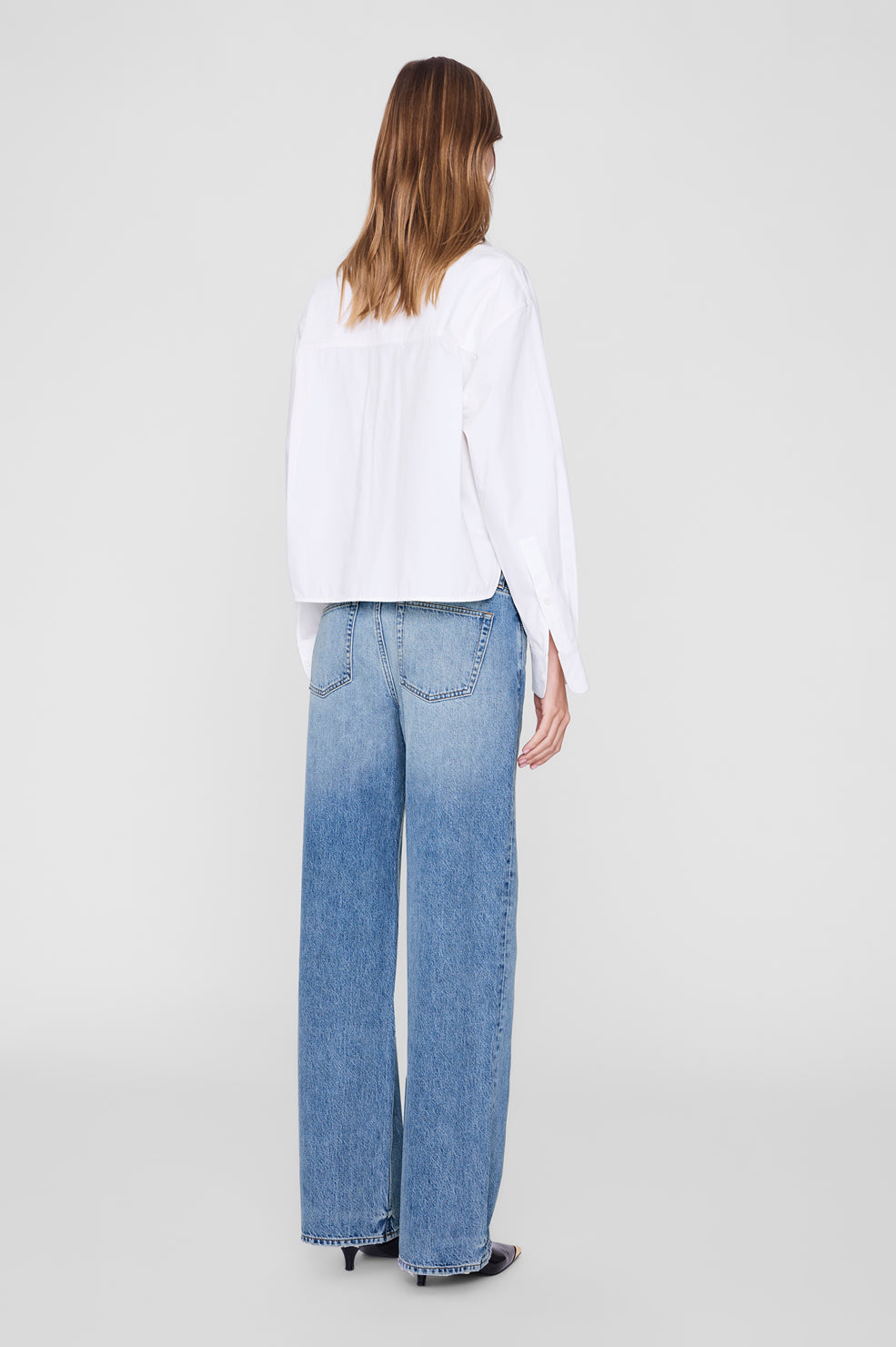 Anine Bing Scott Cropped Shirt in White - outfit inspiration