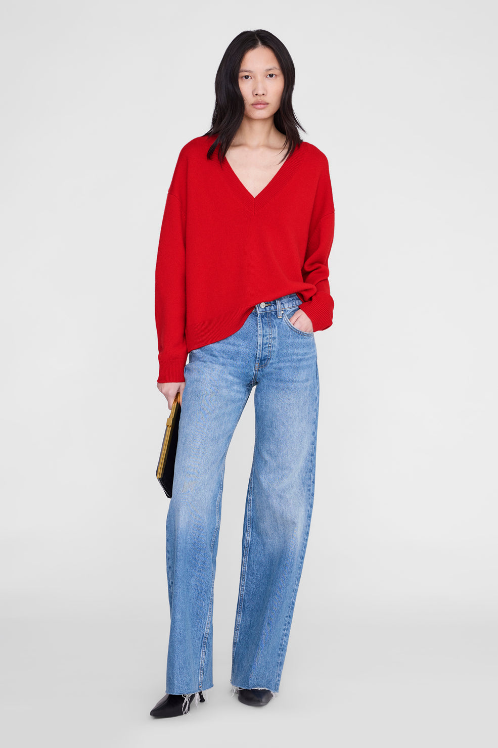 Anine Bing Lee Sweater in Tango Red - side view