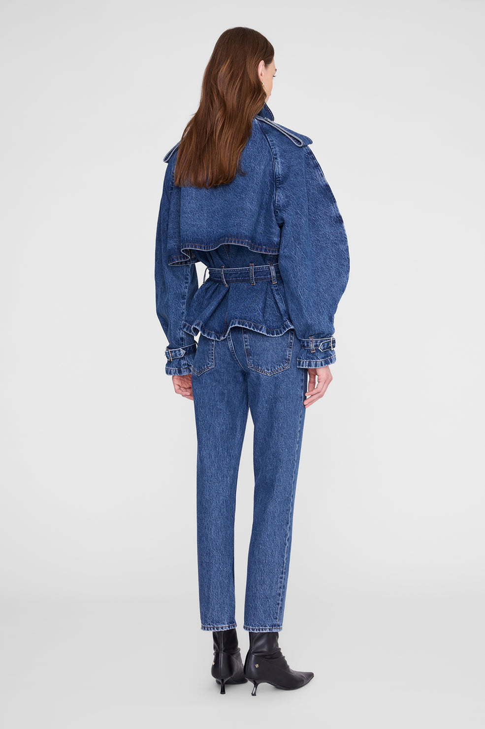 Anine Bing Pascale Trench in Clean Indigo - detail view
