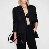 Anine Bing Lace Bra with Trim in Black