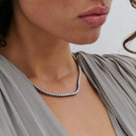 Anna Rossi Classic Diamante Tennis Necklace in Rhodium Silver - styled look