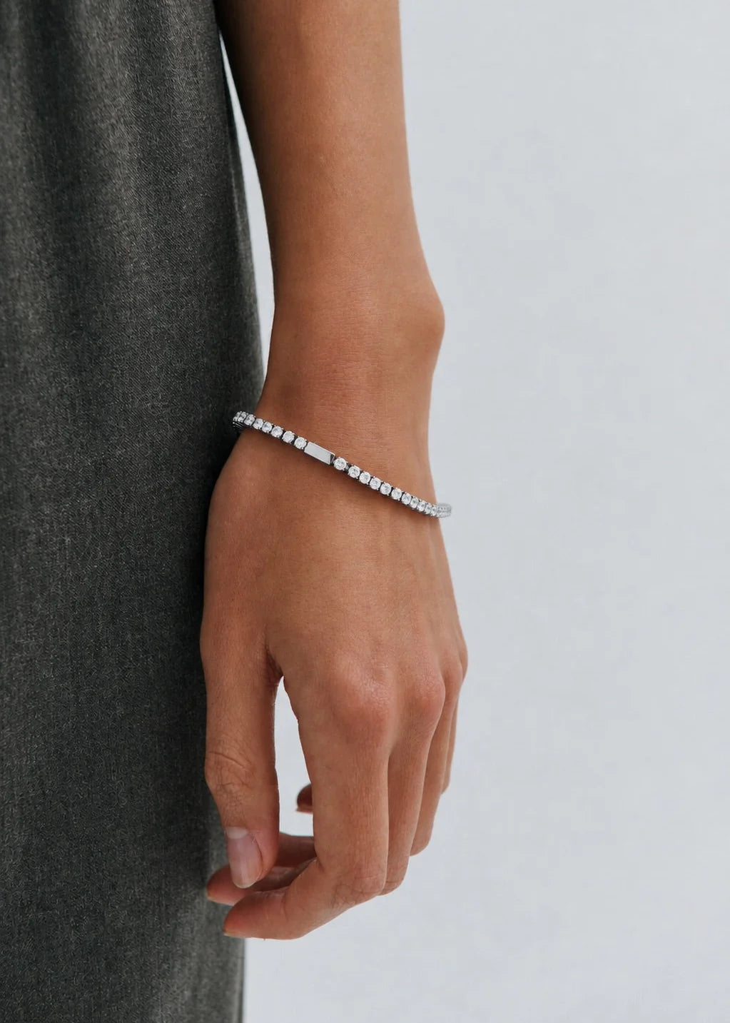 Anna Rossi Classic Diamante Tennis Bracelet in Rhodium Silver