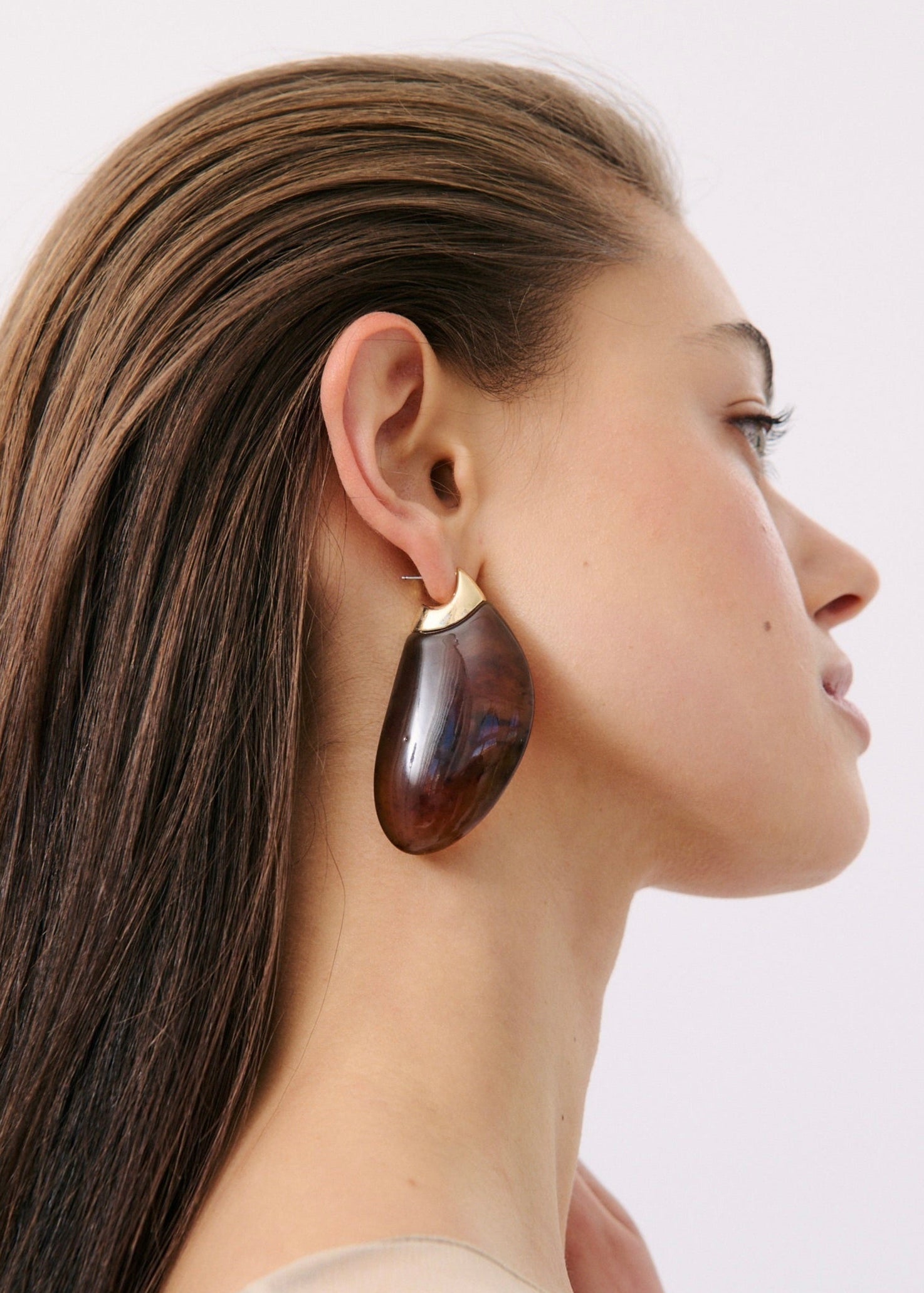 Anna Rossi Embla Earring in Brown and Gold