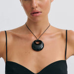 Anna Rossi Raina Pendant Necklace in Black - side view