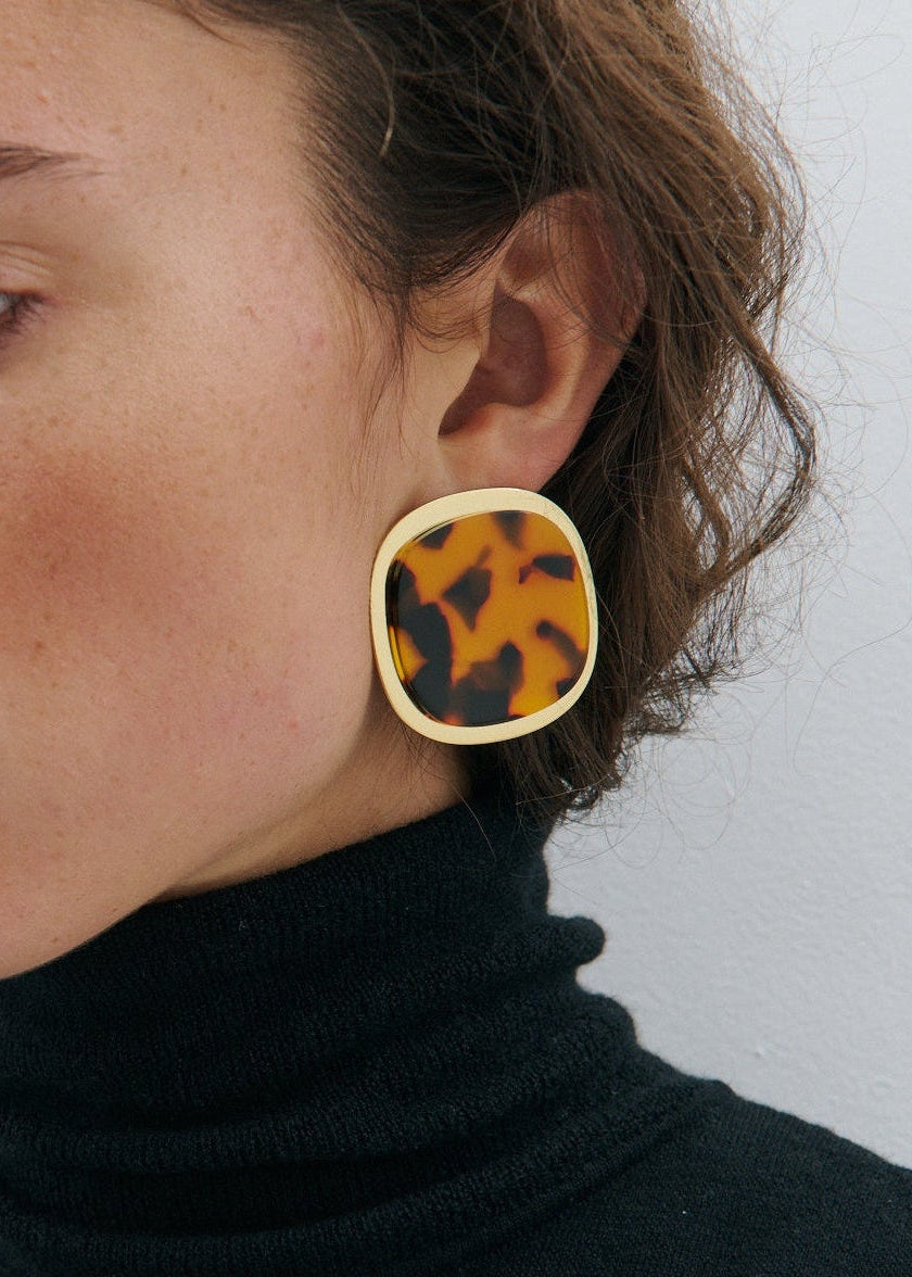 Anna Rossi Sara Earring in Gold and Leopard