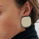 Anna Rossi Sara Earring in Rhodium Silver and Cream