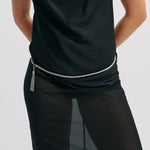 Anna Rossi Snake Chain Tassel Belt in Rhodium Silver