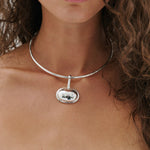 Anna Rossi Structural Pendant Necklace in Light Silver