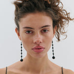 Anna Rossi Taper Beaded Earrings in Black