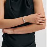 Anna Rossi Wave Bangle Cuff in Light Silver - side view