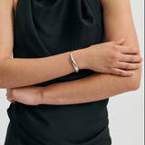 Anna Rossi Wave Bangle Cuff in Light Silver - side view