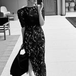 Artclub Florentine Lace Midi Skirt in Noir