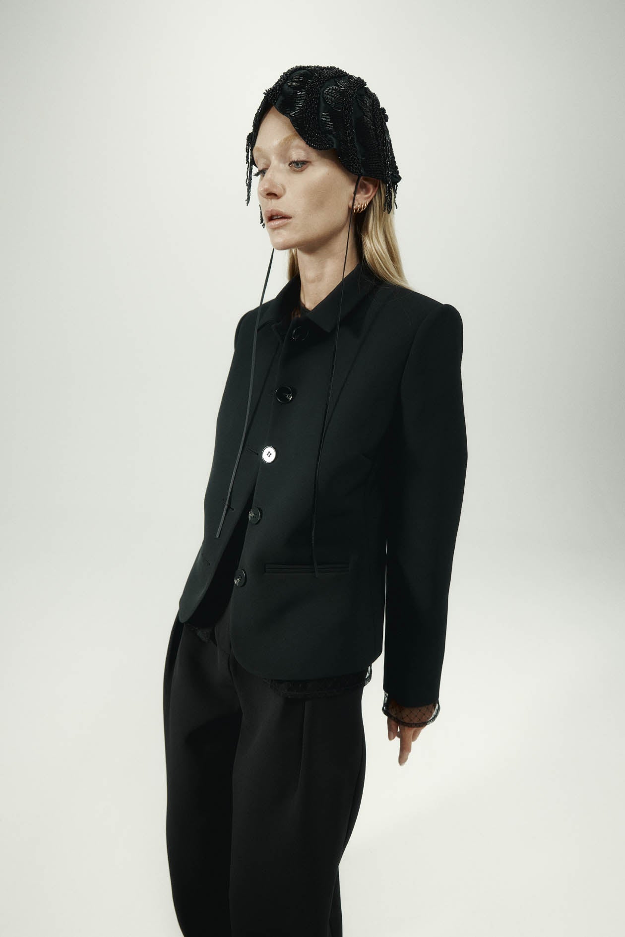 Harris Tapper Bardot Blazer in Black - close up