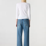 Bassike 3/4 Slv V-Neck T-Shirt in White - styled look