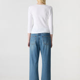 Bassike 3/4 Slv V-Neck T-Shirt in White - styled look