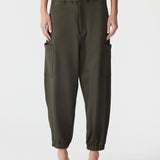 Bassike Stretch Twill Cargo Pant in Dark Olive