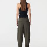 Bassike Stretch Twill Cargo Pant in Dark Olive