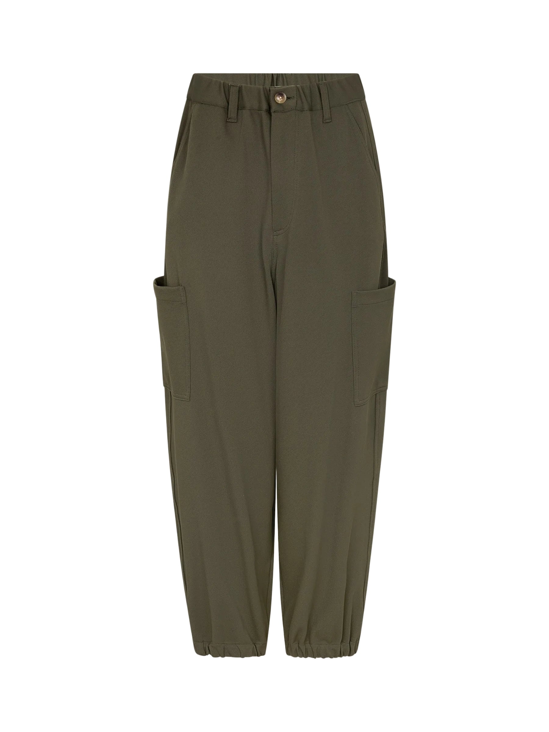 Bassike Stretch Twill Cargo Pant in Dark Olive
