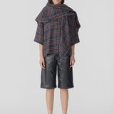 Bassike Texture Check Scarf in Brown and Ink Check