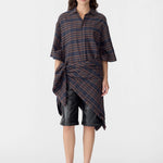 Bassike Texture Check Scarf in Brown and Ink Check