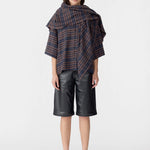 Bassike Texture Check Scarf in Brown and Ink Check