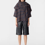Bassike Texture Check Scarf in Brown and Ink Check