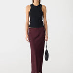 Bassike Fine Silk Slip Skirt in Burgundy
