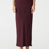 Bassike Fine Silk Slip Skirt in Burgundy