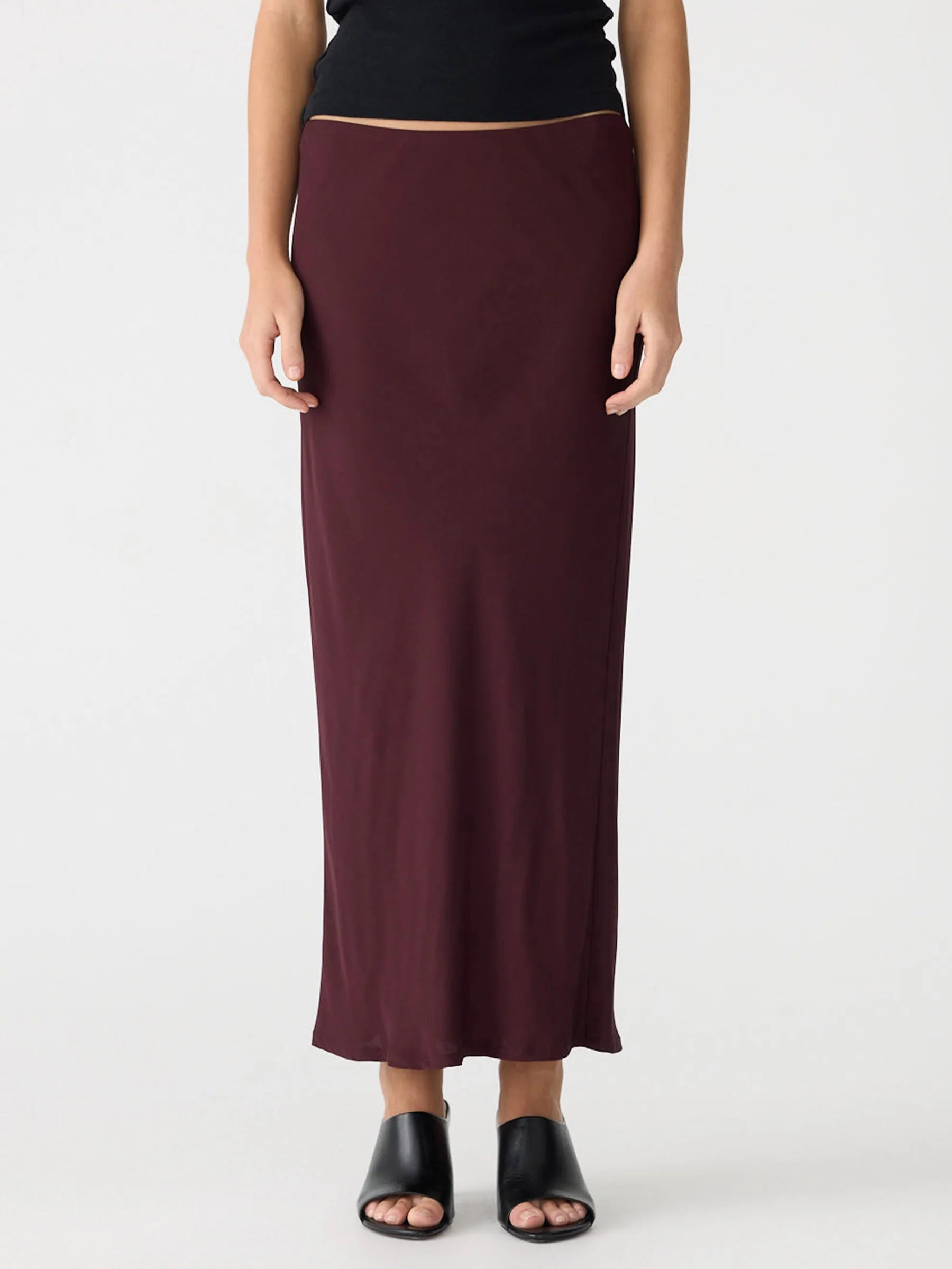 Bassike Fine Silk Slip Skirt in Burgundy
