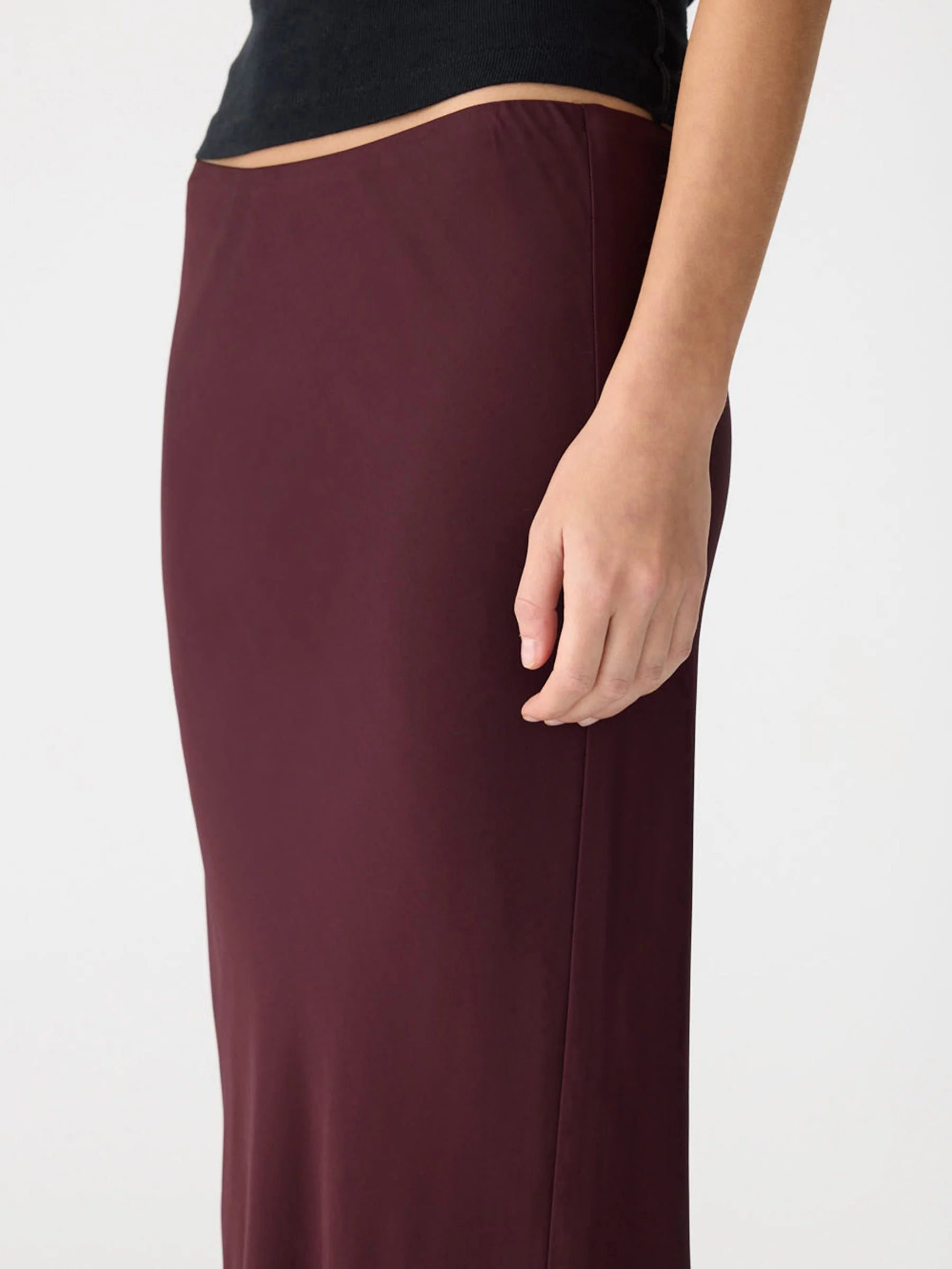 Bassike Fine Silk Slip Skirt in Burgundy