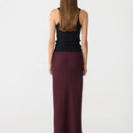 Bassike Fine Silk Slip Skirt in Burgundy