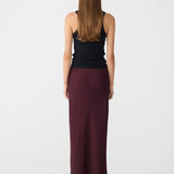 Bassike Fine Silk Slip Skirt in Burgundy