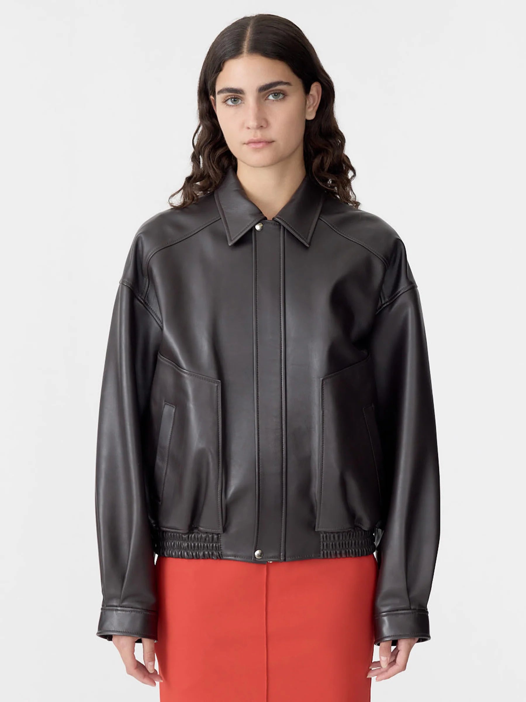 Bassike Western Leather Jacket in Carob