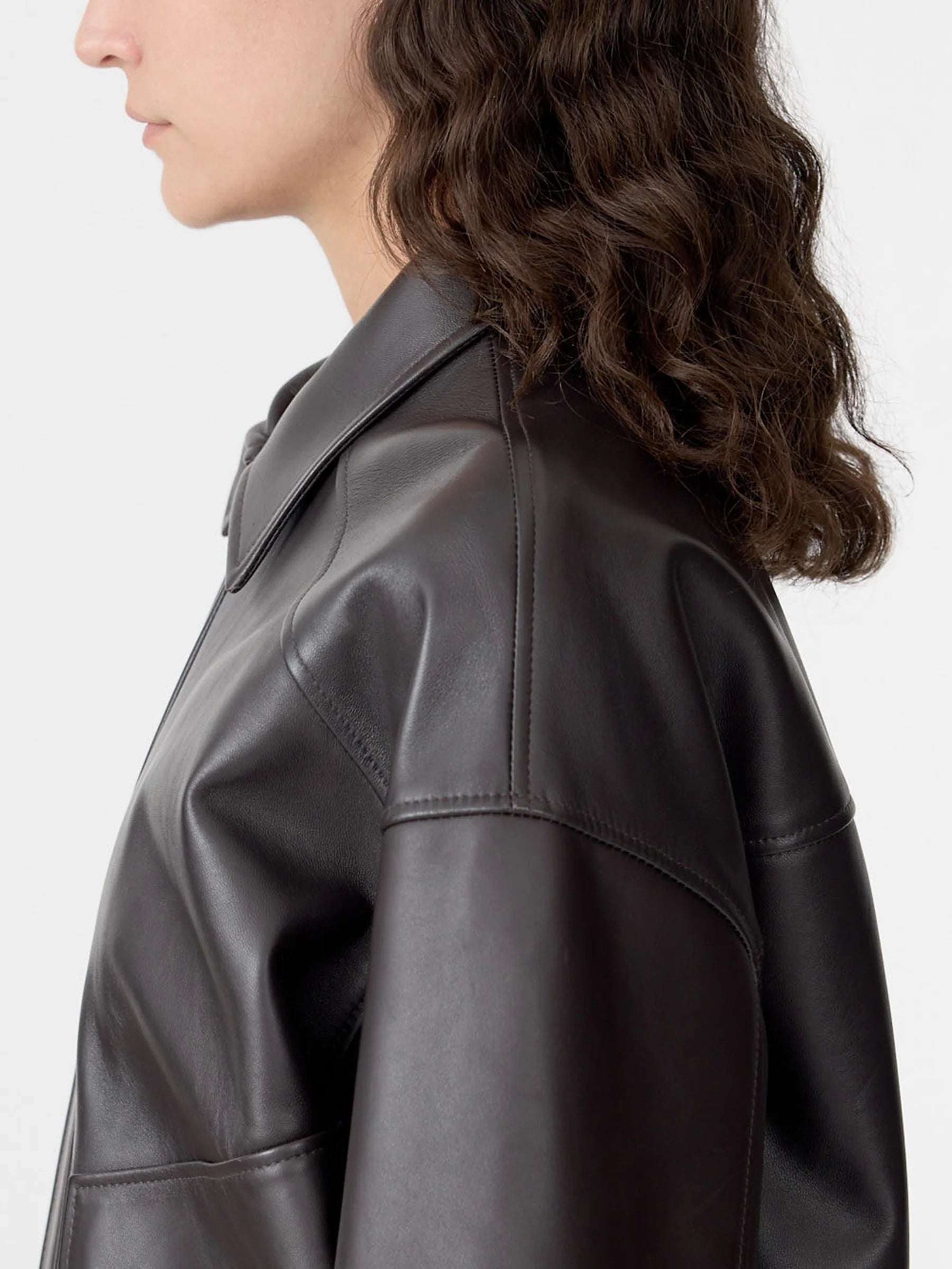 Bassike Western Leather Jacket in Carob