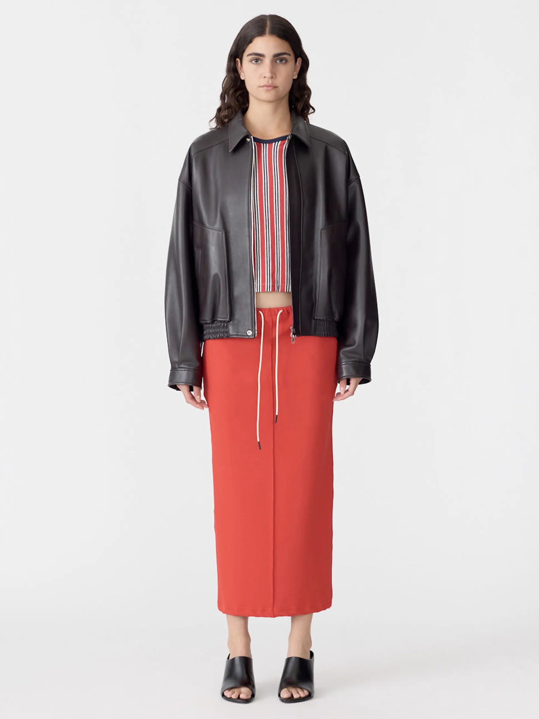 Bassike Western Leather Jacket in Carob